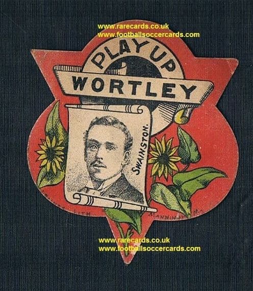 1880's Wortley Rugby club with Swainston inset on a Baines Litho club-shaped card