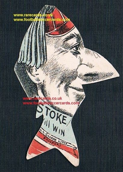 1880s AMAZING Stoke (Stoke City) fish-shape face Play Up Football card by W.N. Sharpe Potters