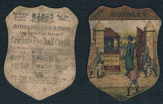 1880s Burnley FC very early Baines Clarets card