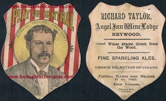 1880s Central Rugby Richard Taylor Pres. Angel Inn Heywood Ormerod like Baines card