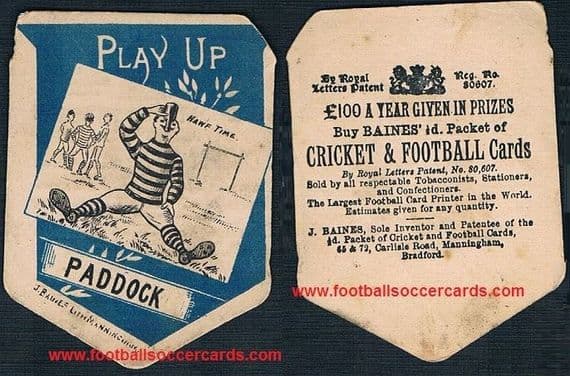 1880s Huddersfield Paddock rugby club HALF TIME DRINKS card by Baines