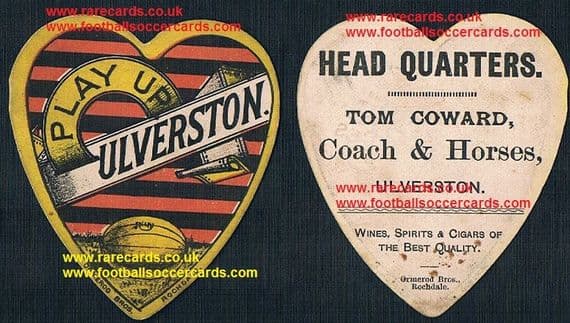 1880s Ormerod Ulverston rugby football Tom Howard Coach & Horses Inn card