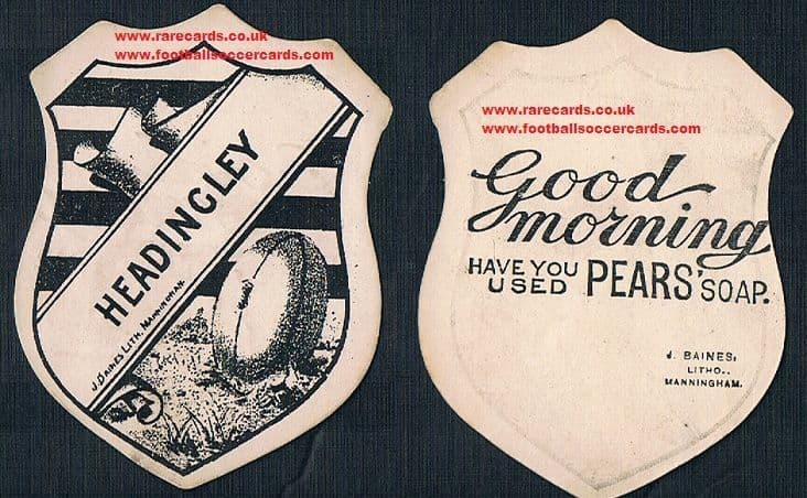 1880s Pears Soap Leeds Tykes Headingley FC trade card