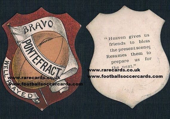 1880s Pontefract Wakefield rugby football card Brigg or Sharpe Sunday school religious inscription
