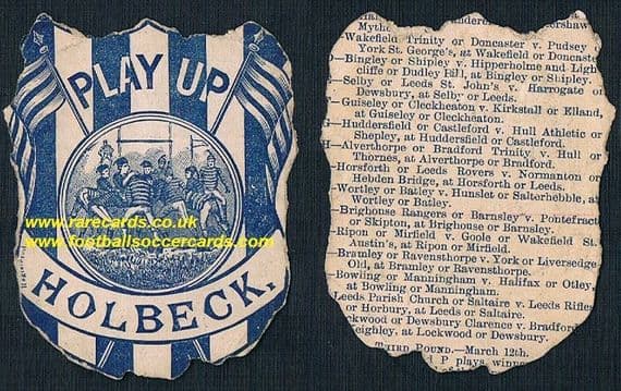 1880s Richardson Leeds City Holbeck fixtures programme shield card