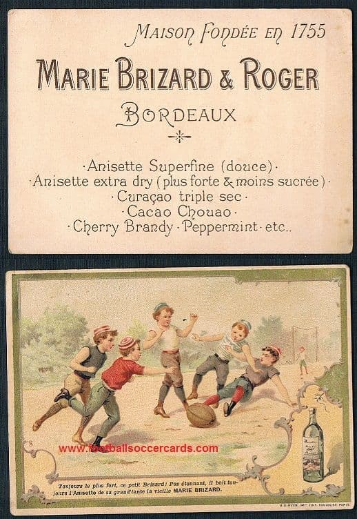 1880s rugby card by a Bordeaux liquers maker Marie Brizard & Roger