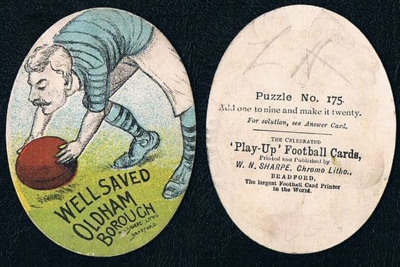 1880s very rare Oldham Borough FC oval card by W Sharpe