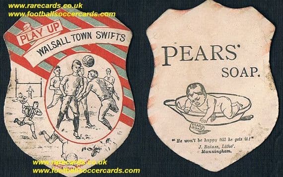 1880s Walsall Town Swifts Baines Pears Soap card