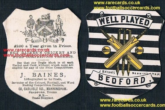 1883 Baines early cricketing card Bedfordshire County Cricket Club
