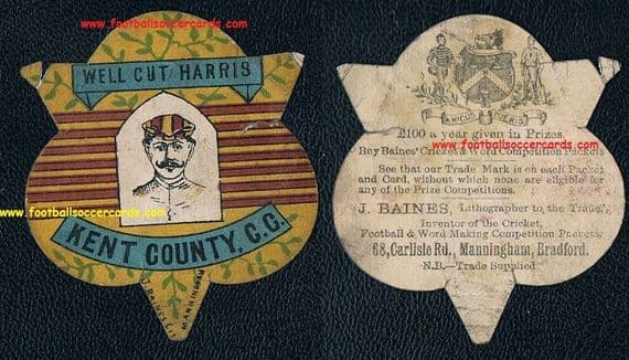 1883 George Harris 2nd England cricket Test match captain for Kent CCC 1 of the first Baines cards!