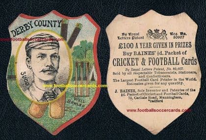 1885 -86 LEGENDARY SUGG Bros Derby & England Frank Walter Baines card