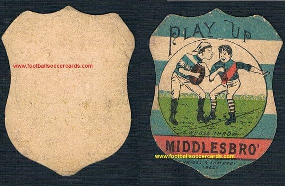 1885 Middlesbrough BRIGGS Baines competitor card Early Boro blue hoops ? May not NOT be rugby