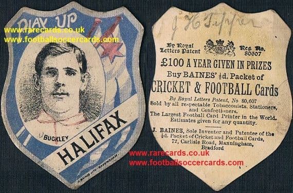 1886 Halifax RLFC rare rugby card inset Edmund Buckley Baines Litho Manningham