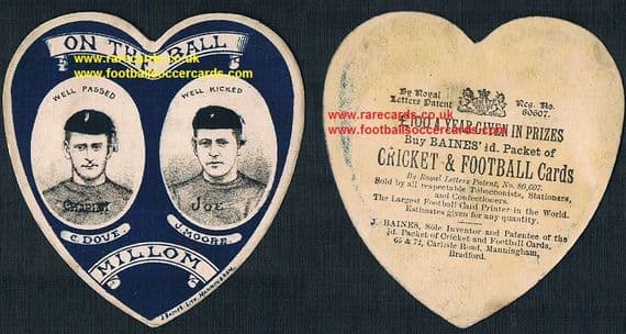 1886 Millom Oldest amateur RLFC card Joe Moore Charles Dove Baines Litho Manningham