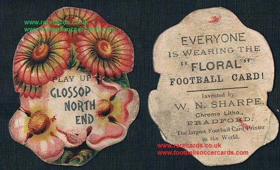 1887 Glossop FC Derby floral football card W N Sharpe