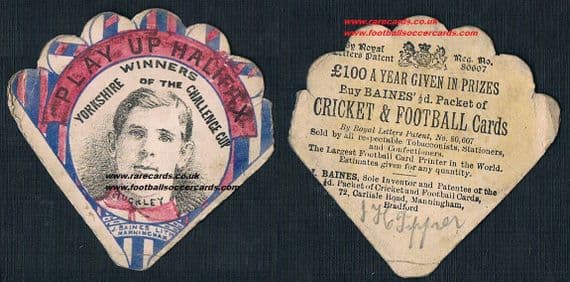 1887 Halifax rugby Edmund Buckley, The Little Wonder, on a Baines fan card