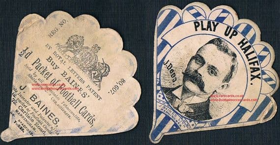 1887 Jimmy Dodd Halifax rugby RLFC Hall of Fame inductee baines fan-shape card