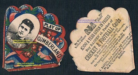 1887 Millom Cumberland Joe Moore try scorer 1895 RUCC decider Baines fan card