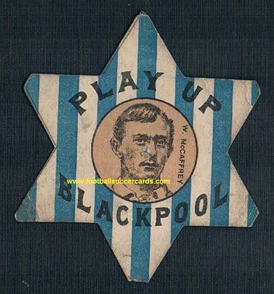1887 UNIQUE ITEM! Blackpool F.C. W McCaffrey baines-like star card Stanley Arms Hotel