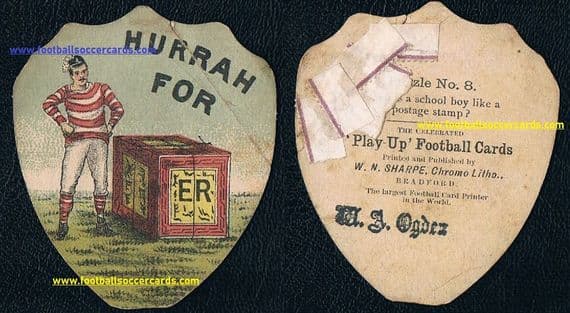 1888 -1890 Manchester Hurrah W N SHarpe Play Up Football Card, like Baines but rarer