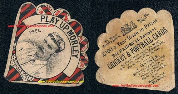 1888 Bobby Peel Yorkshire CCC and England Test Match bowler on a 1888 Baines card. SOLD AS SEEN