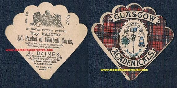 1888 Glasgow Accademicals HAWKS Scotland fan-shaped Baines card