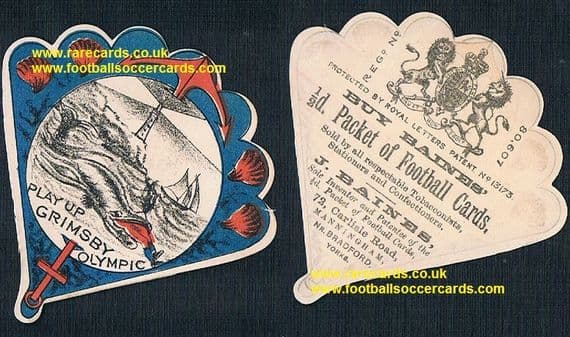 1888 Grimsby Olympic Baines fan-shape football card