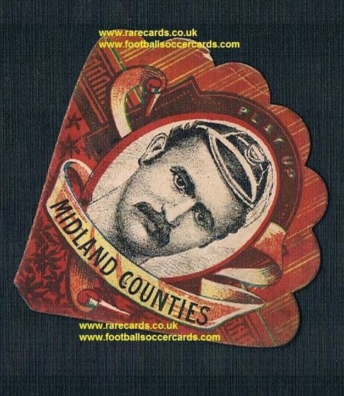 1888 Midland Counties Football Union fan-shape card by Baines Litho of Manningham