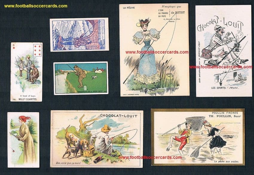 1890 -1900s fishing angling women cards collection Edmondson's Wills Louit etc  FEATURED IN MY BOOK