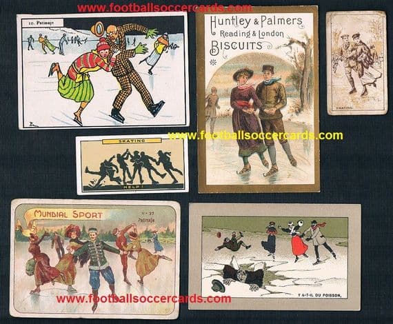 1890 -1930 ice skating patinage cards x6 *instant collection* Huntley Palmers as FEATURED IN MY BOOK