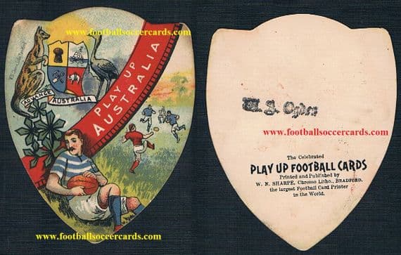 1890 Australia rugby card by W N Sharpe of Bradford Play Up football cards