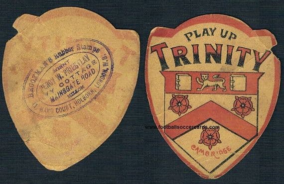 1890 Cambridge Uni Trinity college cricket card by a Millom Brooklyn Rubber stamps! like Baines