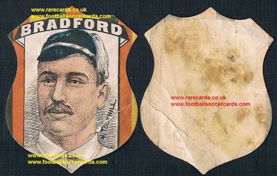 1890 John Jack Toothill Bradford England Yorks sugby cap & shield card