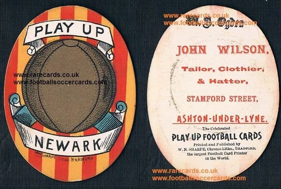 1890 Newark FC football card by Sharpe John Wilson tailor Ashton u Lyne