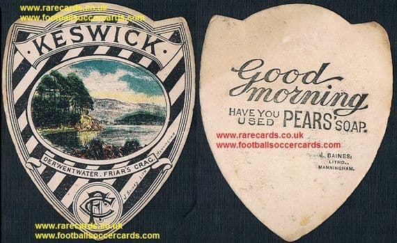 1890 Pears Soap Keswick FC Derwent Water Friar's Crag Baines football card
