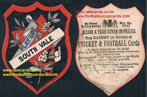 1890's Crystal Palace South Vale football card by Baines