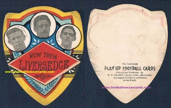 1890's Liversedge founder club NU RFL WN Sharpe A Priestley Steele & Ellis trio shield card