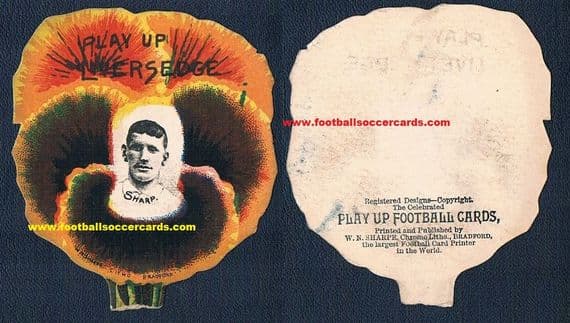 1890's Liversedge founder club NU RFL WN Sharpe card of player Sharp flower buttonhole trade card