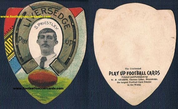 1890's Liversedge founder club NU RFL WN Sharpe S Priestley shield card