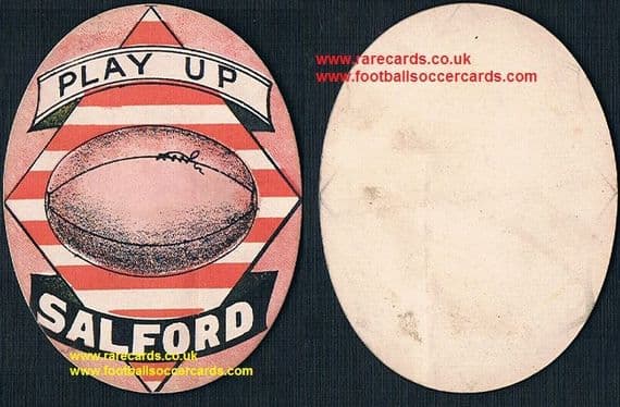 1890 Salford F.C. early oval-shape football card by Sharpe or Briggs