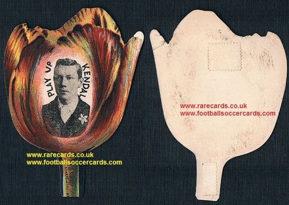 1890 Sharpe buttonhole flower football card Kendal RU player inset plain back hinges
