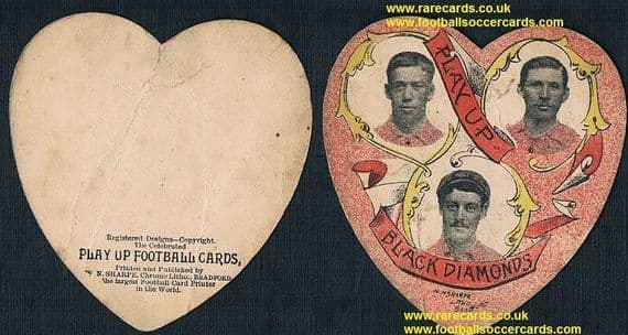 1890 Sharpe heart Ply Up Black Diamonds rugby club 3 players inset