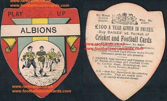 1890s 1900 Albion Baines card WBA Brighton Hove Albion