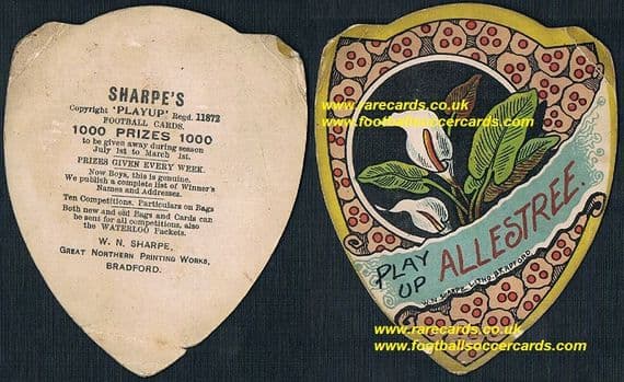1890s Allestree FC Play Up Football card by W.N. Sharpe
