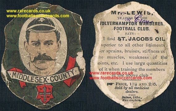 1890s Andrew E Stoddart cricketer of the year 1893 Middx BARBARIANS rugby Baines card