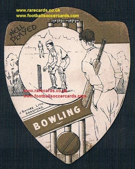 1890s Bowling cricket club on a Baines cricket trade card