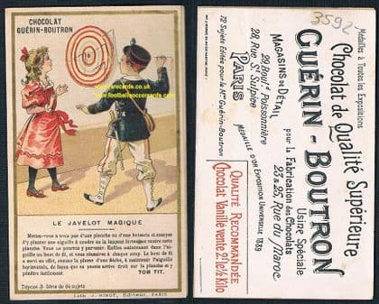1890s French darts trade card dart board players Guerin Boutron