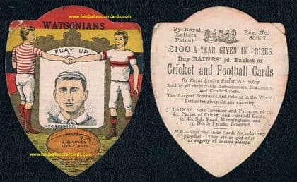 1892 Baines card Herbert Leggatt Scotland International & Watsonians Edinburgh rugby player