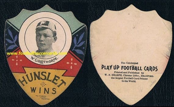 1892 Hunslet Walter Goldthorpe, father of Man Utd's Ernie G., Victorian W N Sharpe card rugby card