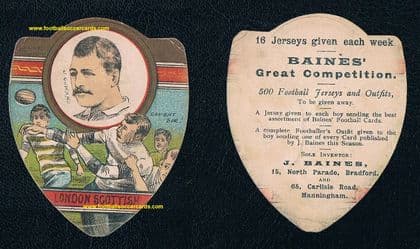 1893 Baines card mk.II "Caught Sir!" Major James Gowans London Scottish & Scotland rugby